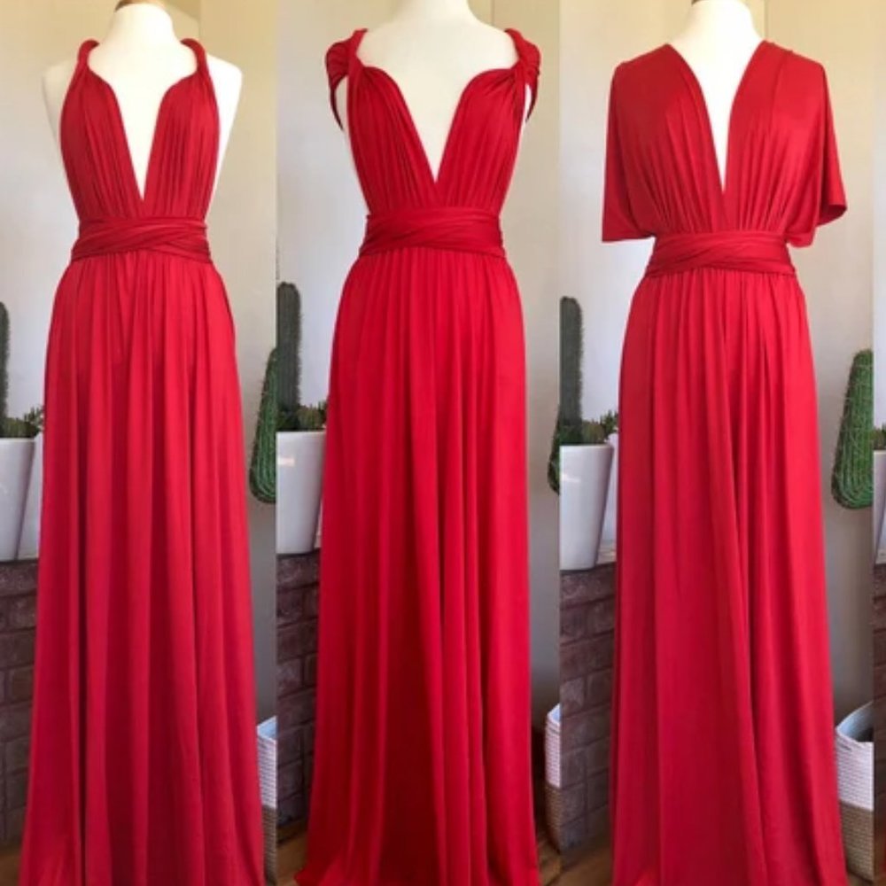 RED CONVERTIBLE MULTIWAY DRESS